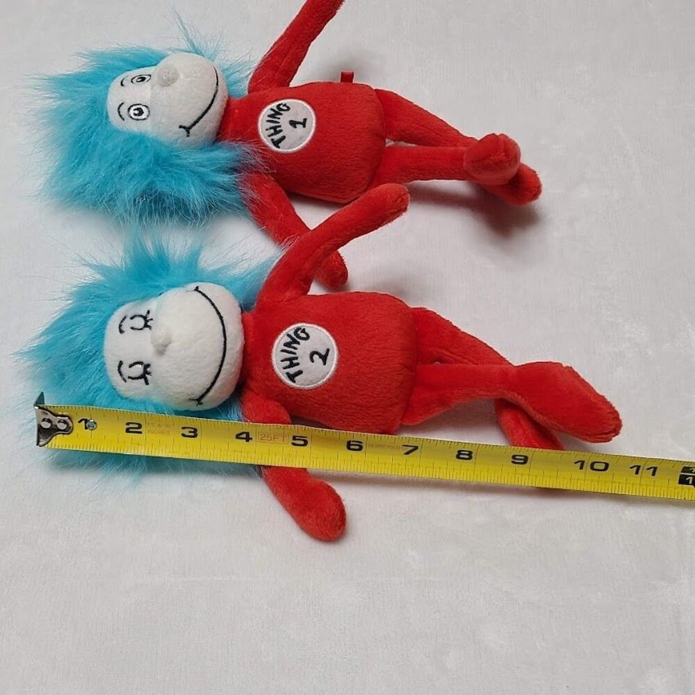 Dr Seuss Thing 1 & 2 Cat In The Hat 10" Plush Stuffed Dolls 2016 Manhattan Toy - Picture 10 of 12
